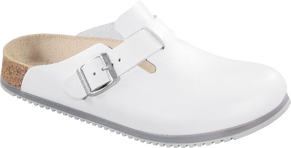 BIRKENSTOCK Boston WHITE Leder Supergrip Breed