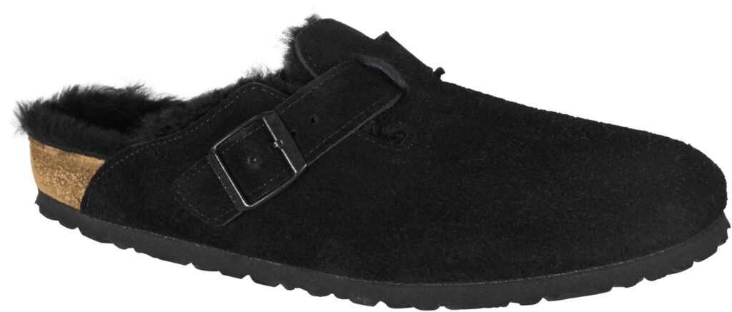 BIRKENSTOCK Boston Fur BLACK Veloursleder Smal