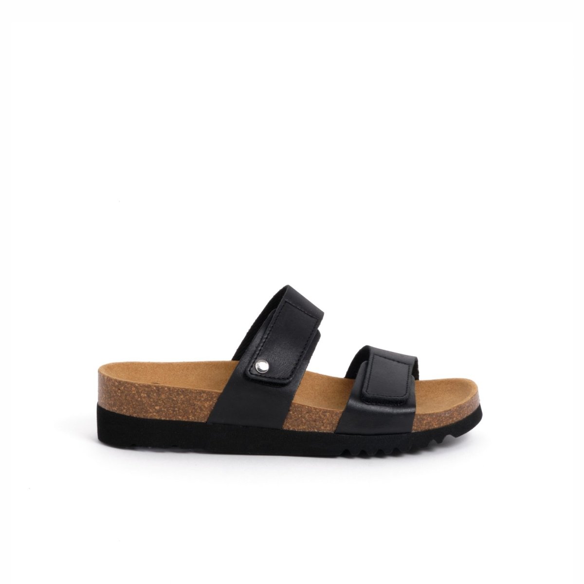 Scholl Lusaka Sandali Donna Con Doppio Cinturino E Velcro | Nero/bianco, Taglia 35.5, Soletta Bioprint In Sughero